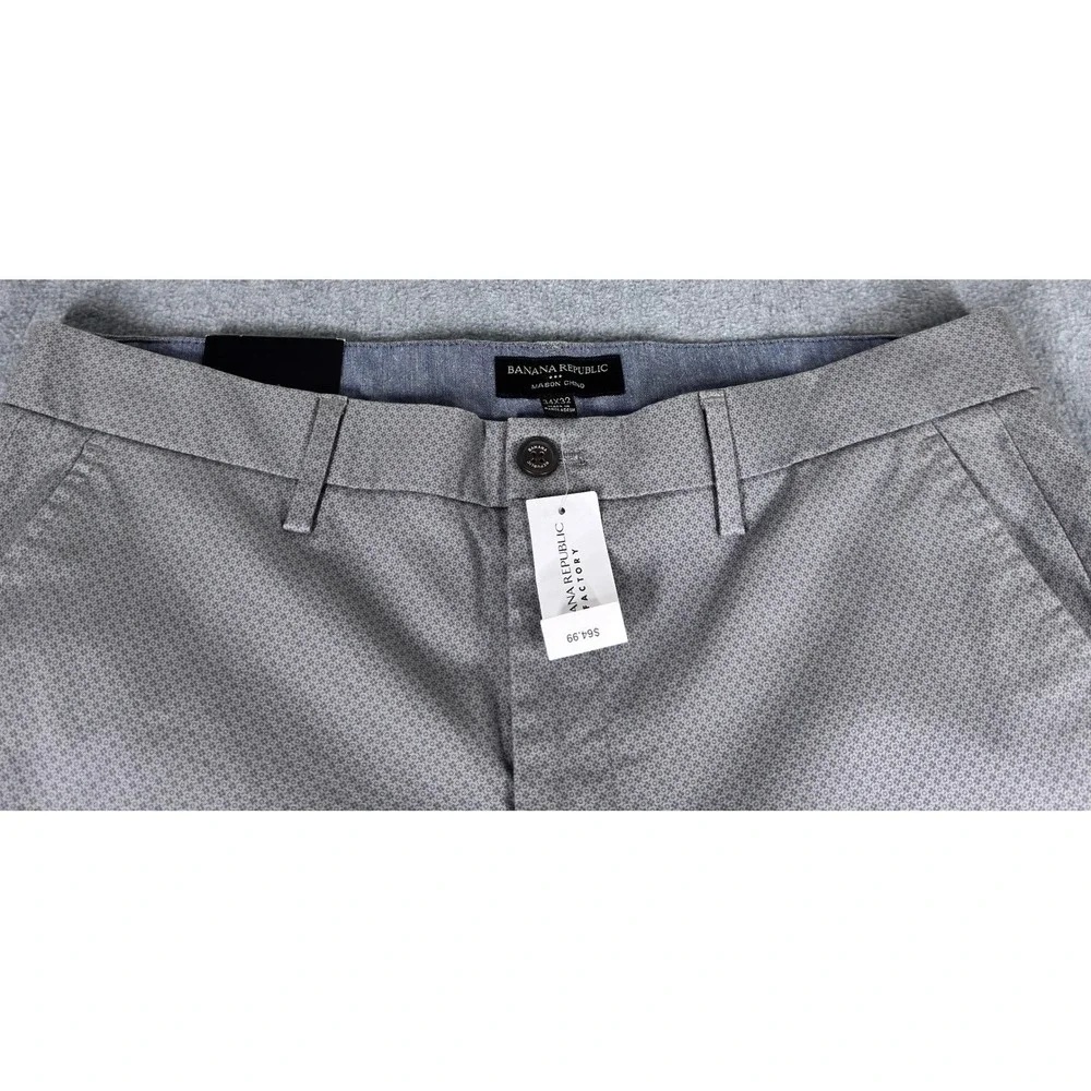 Banana Republic Mason‎ Chino Stretch Men's 34x32 Gray Pants NEW